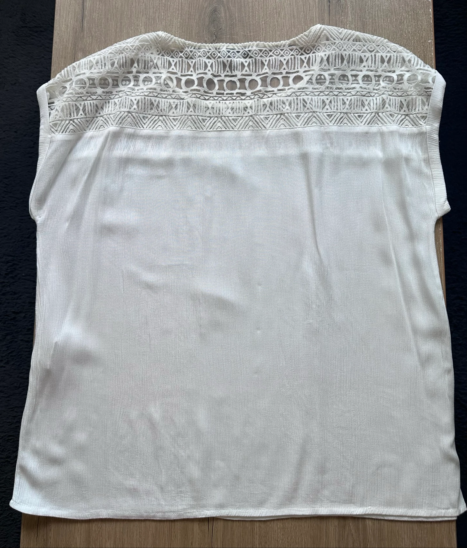 Top Blanc Bohème Chic Jacqueline Riu T46 – Dentelle & Viscose – photo 6